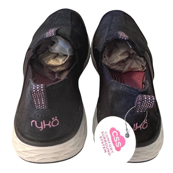 Ryka Terrie Suede Slip On Size 6W Women's Black NWB Sneaker - Picture 2 of 10